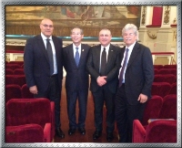 Chieti, Teatro Muccino - Da sinistra: Umberto Di Primio (Sindaco di Chieti), Stanley Kao (Ambasciatore di Taiwan), Mycol Synthesist, Antonio Razzi (Senatore)
